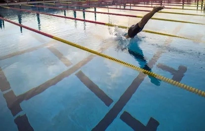Large commercial swimming pool designed for hotels and resorts