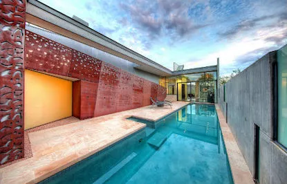 Premium skimmer pool with crystal-clear water and sleek edges